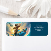 Fantasie Schattige levendige Griekse God Shark Etiket (Insitu)