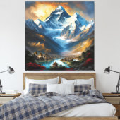 Fantasie Schattige levendige majestueuze Everest L Canvas Afdruk (Insitu (Slaapkamer))