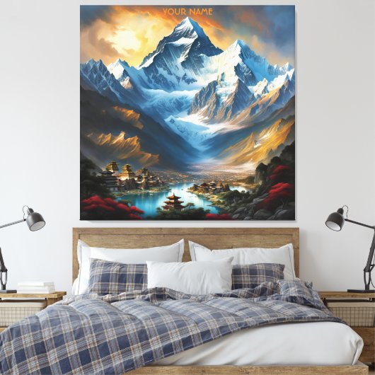 Fantasie Schattige levendige majestueuze Everest L Canvas Afdruk (Insitu (Slaapkamer))