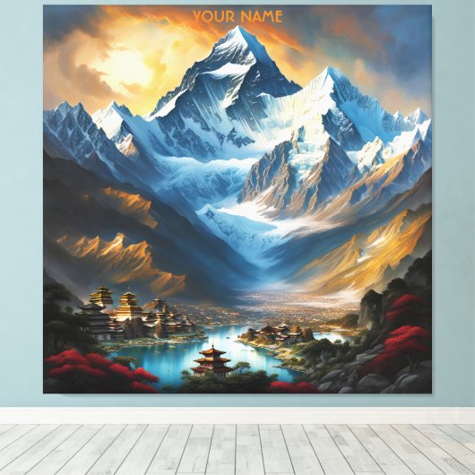 Fantasie Schattige levendige majestueuze Everest L Canvas Afdruk (Insitu (Houten vloer))