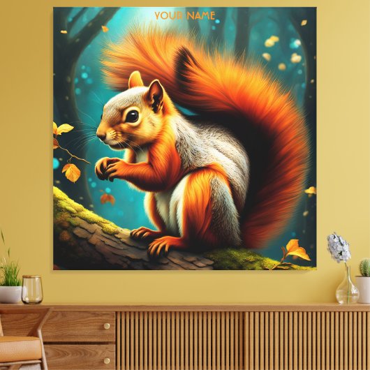 Fantasie Schattige levendige majestueuze rode eekh Canvas Afdruk (Insitu (Woonkamer))