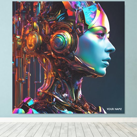 Fantasie Schattige levendige menselijke machine me Canvas Afdruk (Insitu (Houten vloer))