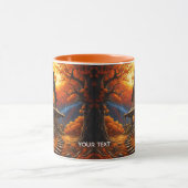 Fantasie Schattige Levendige Oude Cabine Herfst Mok (Midden)