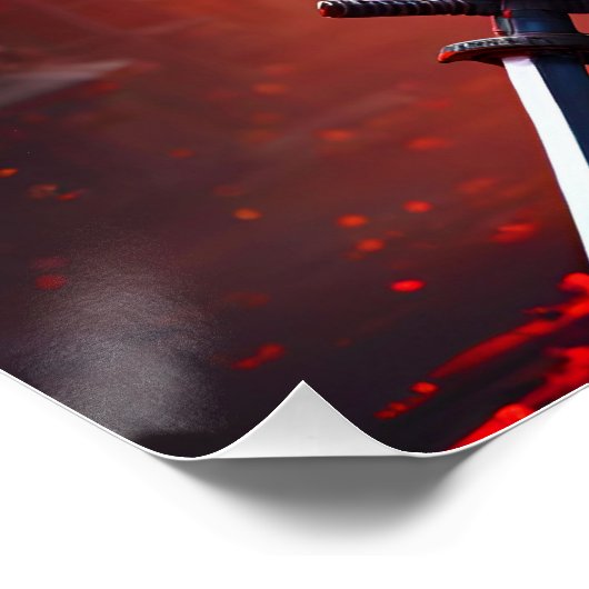 Fantasie Schattige levendige samoerai in rood Perfect Poster (Hoek)