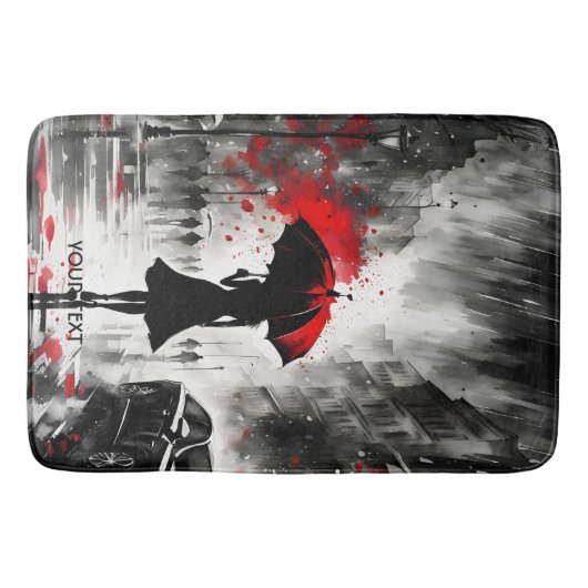 Fantasie Schattige Meisje Regen Paraplu Badmat (Voorkant)