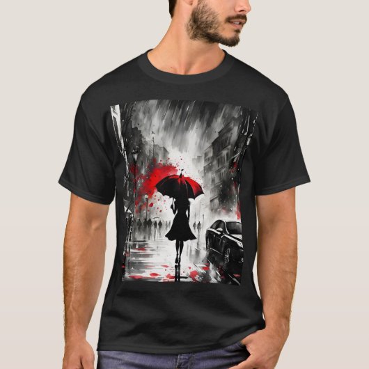 Fantasie Schattige Meisje Regen Paraplu T-shirt (Voorkant)