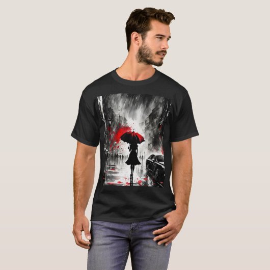 Fantasie Schattige Meisje Regen Paraplu T-shirt (Voorkant volledig)