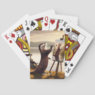 Fantasie Schattige otterschilderij portret Pokerkaarten