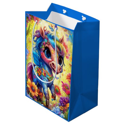 Fantasie Schattige Paardendier Medium Cadeauzakje (Achterkant Gekanteld)