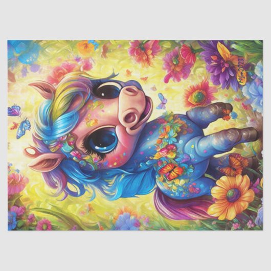 Fantasie Schattige Paardendier Tissuepapier (Voorkant)