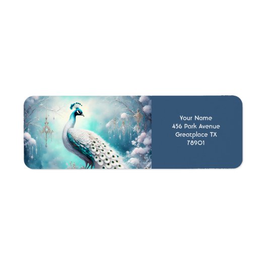 Fantasie Schattige pauwenijs winter Etiket (Voorkant)