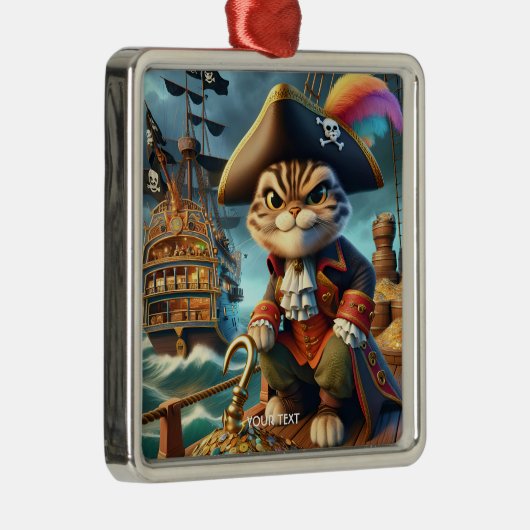 Fantasie Schattige Pirate Cat Ship Metalen Ornament (Rechts)