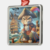 Fantasie Schattige Pirate Cat Ship Metalen Ornament (Links)