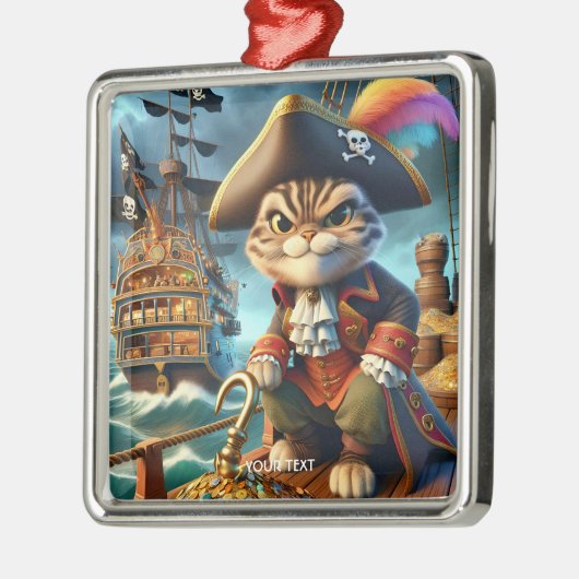 Fantasie Schattige Pirate Cat Ship Metalen Ornament (Links)