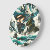 Fantasie Schattige Piratenschip Ocean Grote Klok (Hoek)