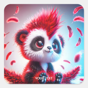 Fantasie Schattige Rode Panda Baby Vierkante Sticker