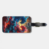 Fantasie Schattige Rood Blauw Draken Bagagelabel (Achterkant horizontaal)