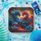 Fantasie Schattige Rood Blauw Draken Papieren Bordje (Feest)