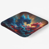 Fantasie Schattige Rood Blauw Draken Papieren Bordje (Gebogen)