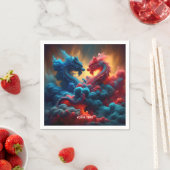 Fantasie Schattige Rood Blauw Draken Servet (Insitu)