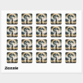 Fantasie Schattige Samurai Reeds Moon Vierkante Sticker (Vel)