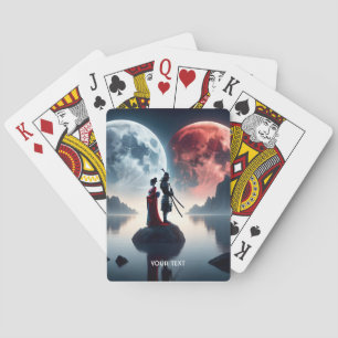 Fantasie Schattige Samurai Vrouw Moons Pokerkaarten