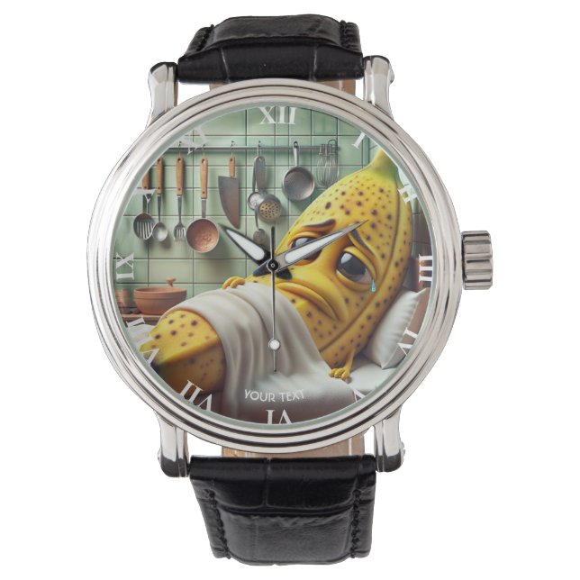 Fantasie Schattige Slecht Gevoel Banaan Horloge (Voorkant)