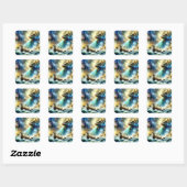 Fantasie Schattige Storm Zee Vierkante Sticker (Vel)