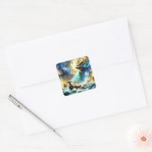 Fantasie Schattige Storm Zee Vierkante Sticker (Envelop)