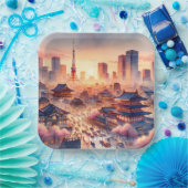 Fantasie Schattige Sunset Tokyo Uitzicht Papieren Bordje (Feest)