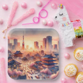 Fantasie Schattige Sunset Tokyo Uitzicht Papieren Bordje (Feest)