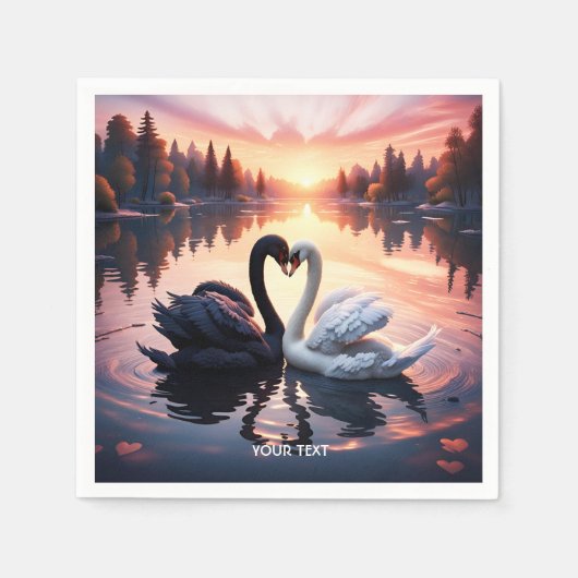 Fantasie Schattige Swan Lake Sunset Servet (Voorkant)