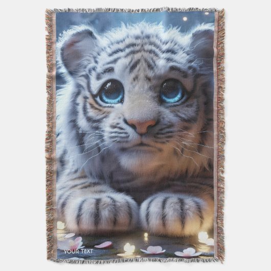 Fantasie Schattige Tijger Wit Baby Deken (Voorkant Verticaal)