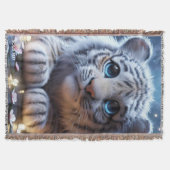 Fantasie Schattige Tijger Wit Baby Deken (Voorkant)