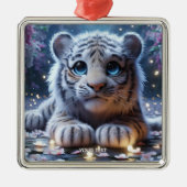 Fantasie Schattige Tijger Wit Baby Metalen Ornament (Voorkant)