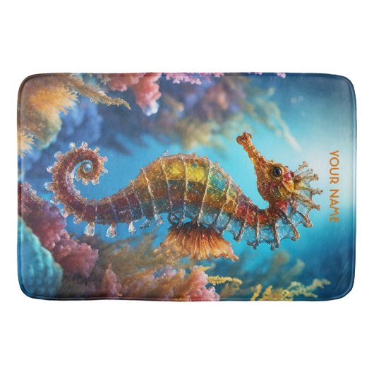 Fantasie Schattige Transparant Crystal Seahorse Badmat (Voorkant)