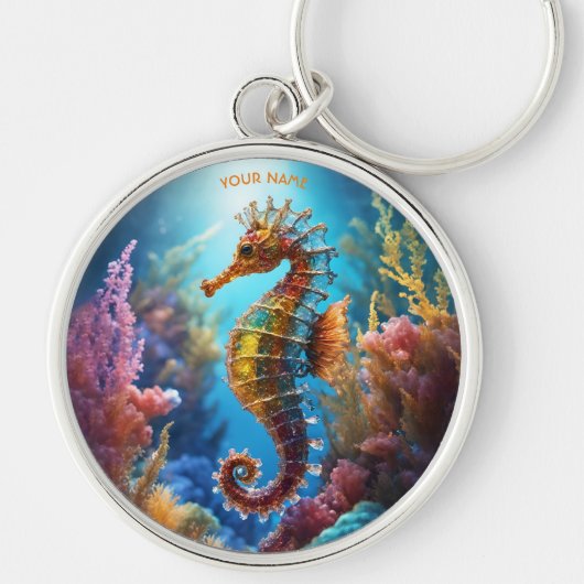 Fantasie Schattige Transparant Crystal Seahorse Sleutelhanger (Voorkant)