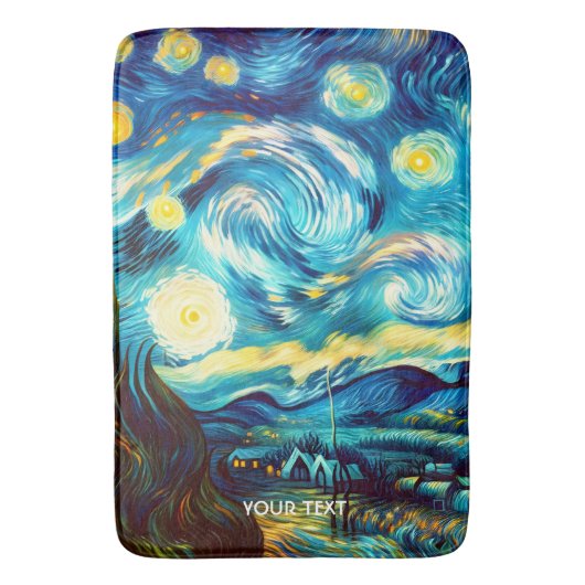 Fantasie Schattige Van Gogh geïnspireerd Badmat (Voorkant Verticaal)