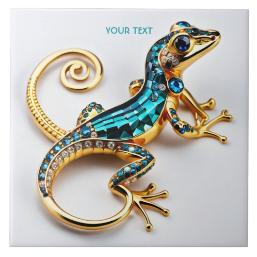 Fantasie Schattige Vivid Art Deco Gecko Tegeltje (Voorkant)
