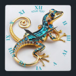 Fantasie Schattige Vivid Art Deco Gecko Vierkante Klok<br><div class="desc">Fantasy Schattigee levendige art deco gekko. Perfect als verjaardagscadeau of voor elk soort feest</div>