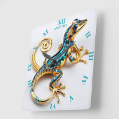 Fantasie Schattige Vivid Art Deco Gecko Vierkante Klok (Hoek)