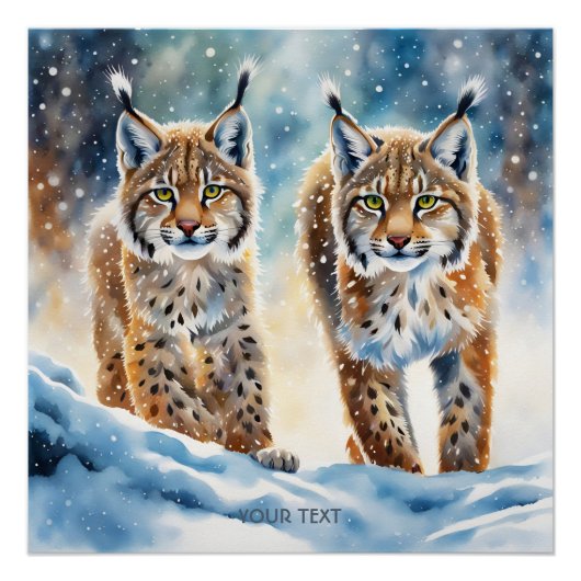 Fantasie Schattige Vivid Baby Lynx Snow Perfect Poster (Voorkant)