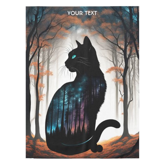 Fantasie Schattige Vivid Black Cat Forest Tafelkleed (Voorkant)
