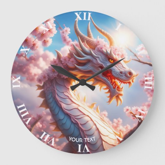 Fantasie Schattige Vivid Blossom Pink Dragon Grote Klok (Voorkant)