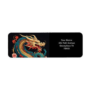 Fantasie Schattige Vivid Blue Yellow Dragon Etiket
