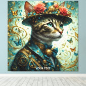 Fantasie Schattige Vivid Cat  Pet Canvas Afdruk (Insitu (Houten vloer))