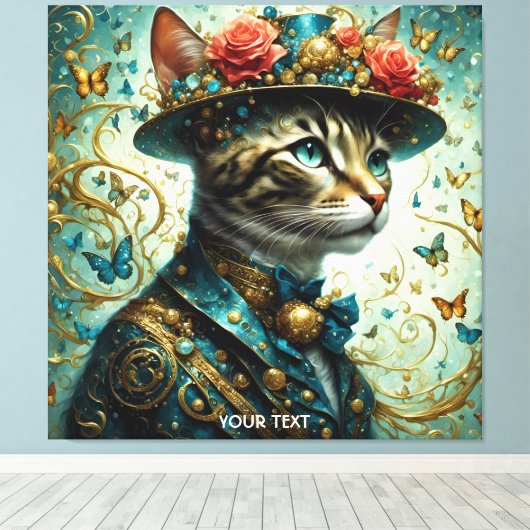 Fantasie Schattige Vivid Cat  Pet Canvas Afdruk (Insitu (Houten vloer))