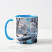 Fantasie Schattige Vivid Deer Winter River Mok (Links)