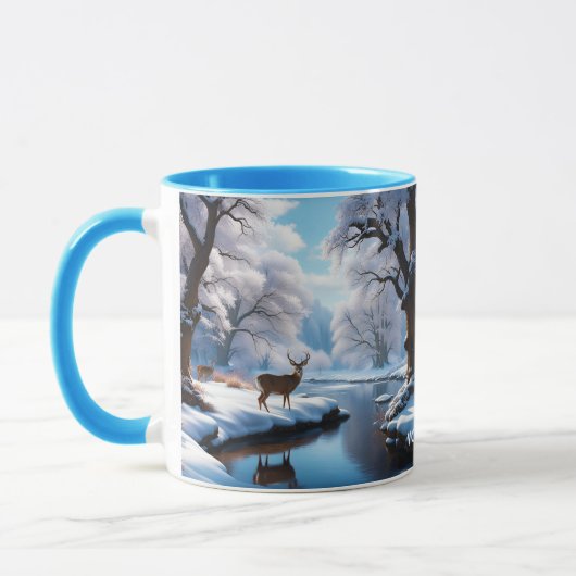 Fantasie Schattige Vivid Deer Winter River Mok (Links)