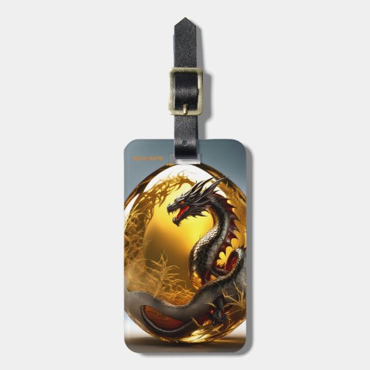 Fantasie Schattige Vivid Dragon Glass Egg Bagagelabel (Voorkant verticaal)